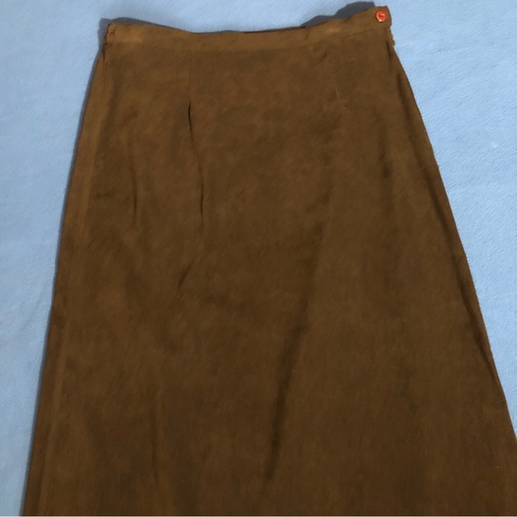 Christopher & Banks Faux Suede Long Stretch A-Line Skirt Brown - Picture 2 of 6